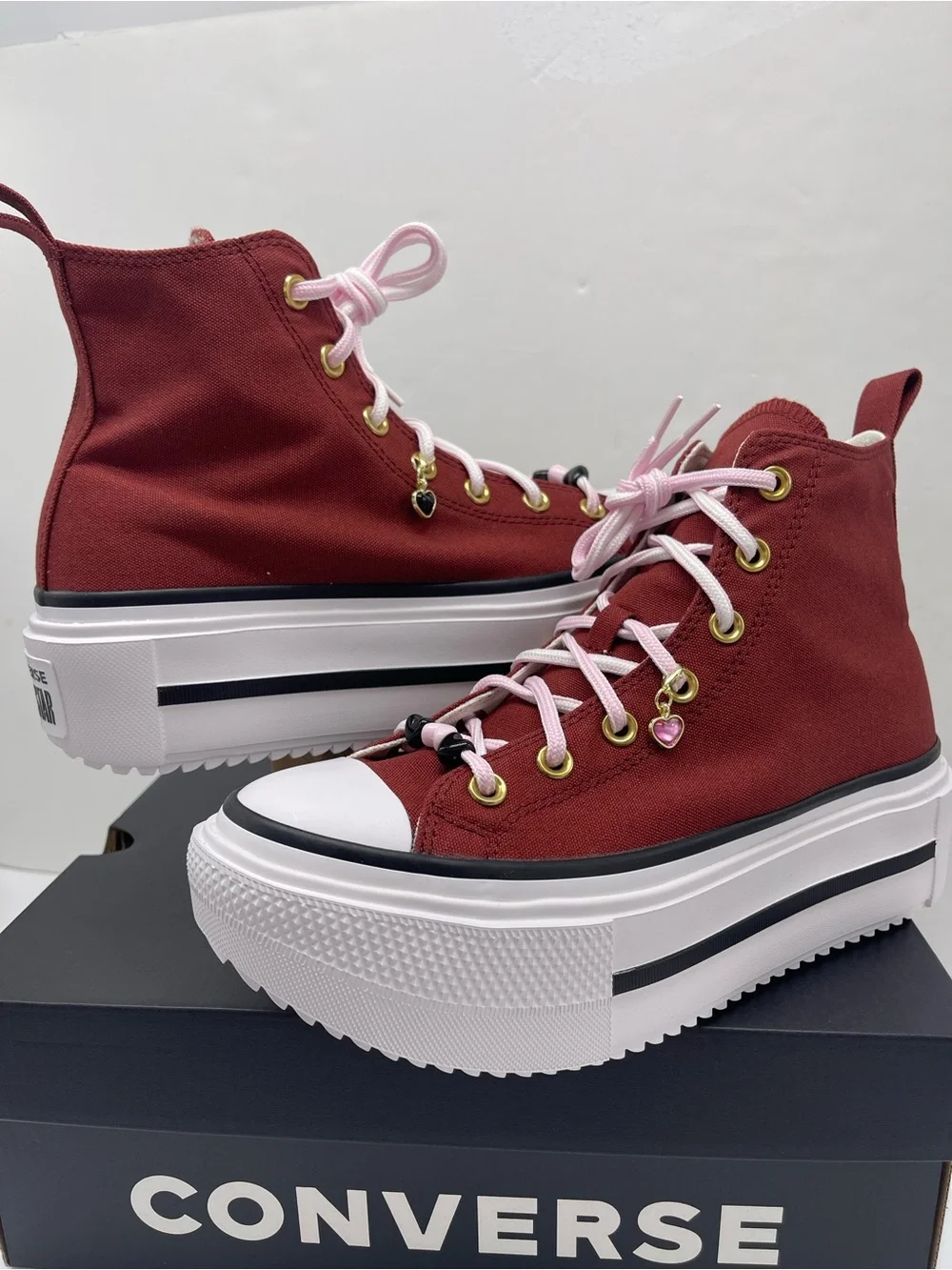 Converse CTAS LIFT DOUBLE STACK HI DEEP BORDEAU/SUGAR BERRY Platform Sneakers